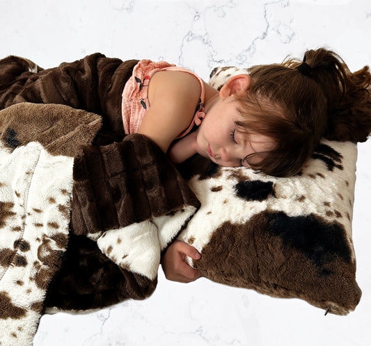 Pony Mud Pie on Brown Chinchilla Double Minky Toddler/Travel Blanket 44x60 With Pillowcase 12x20