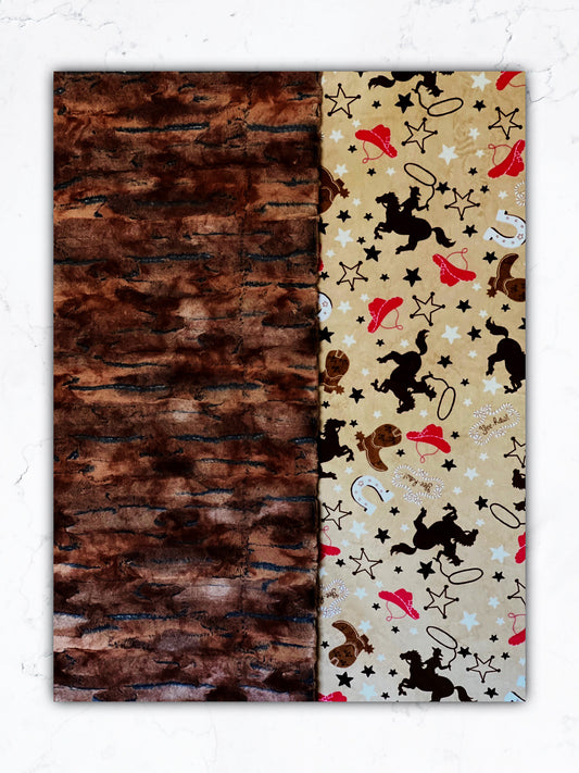 Cowboy Buckaroo on Rusty Fox Copper & Brick Minky Blanket - Western Design - 53x65