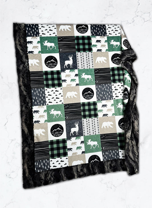 Let's Sleep Under the Stars on Iron Luxe Cuddle Blanket Adult 54x75