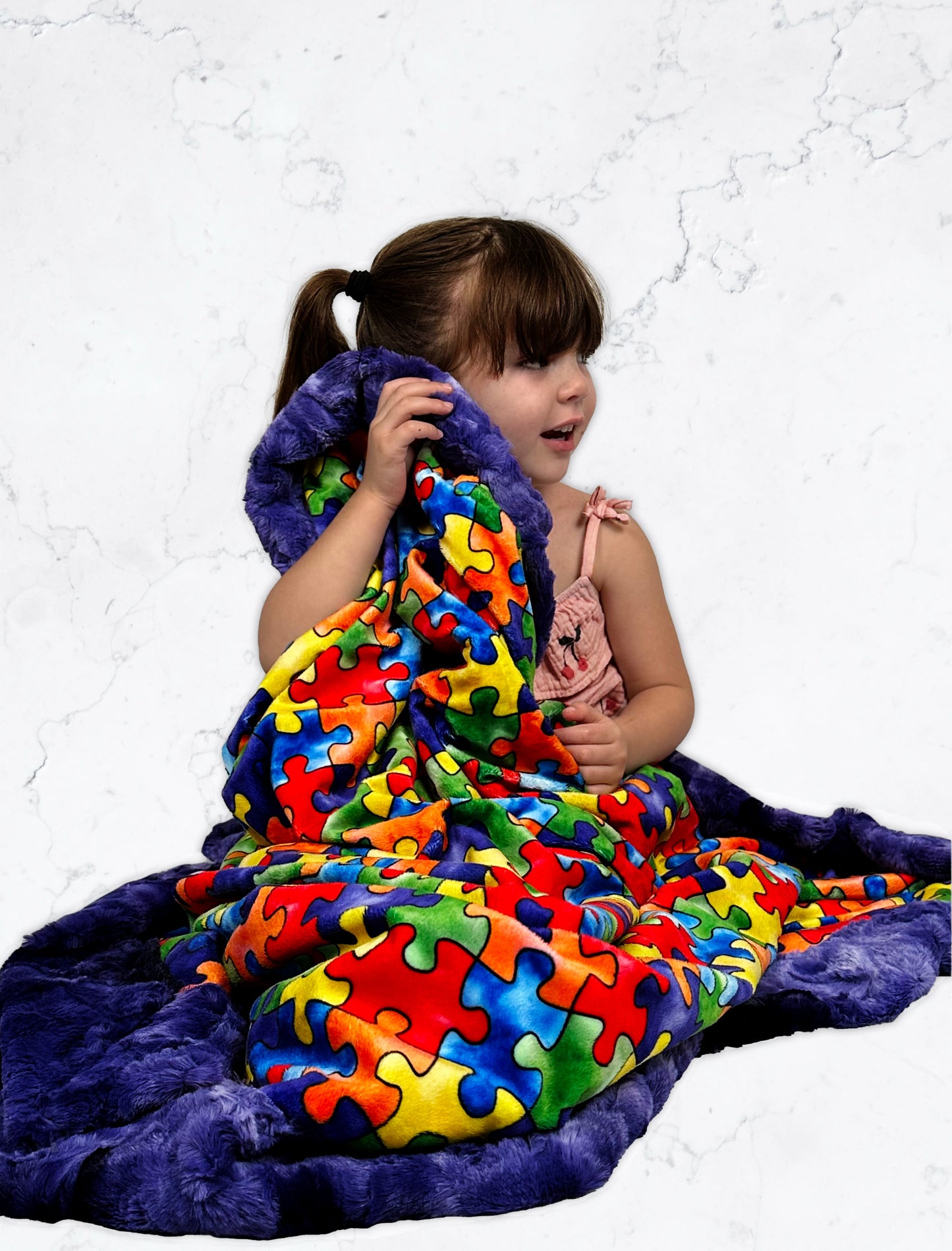 Puzzle on Luxe Galaxy Toddler Blanket 45x55