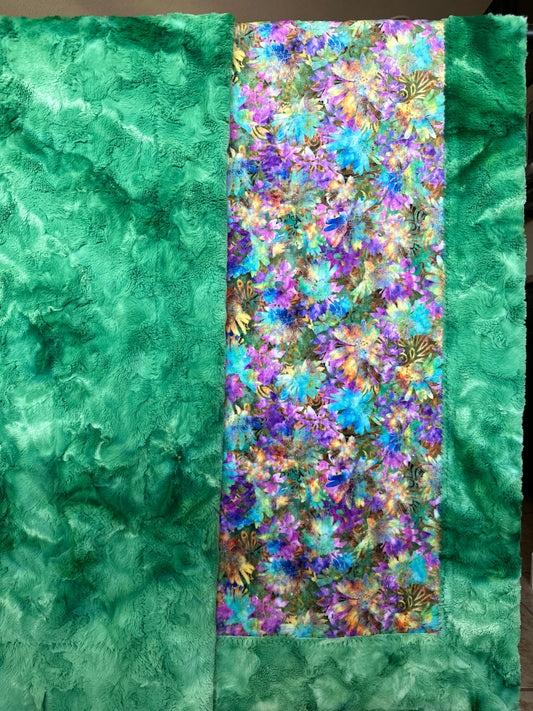 Packed Floral on Kelly Green Galaxy Adult Blanket - 55x74