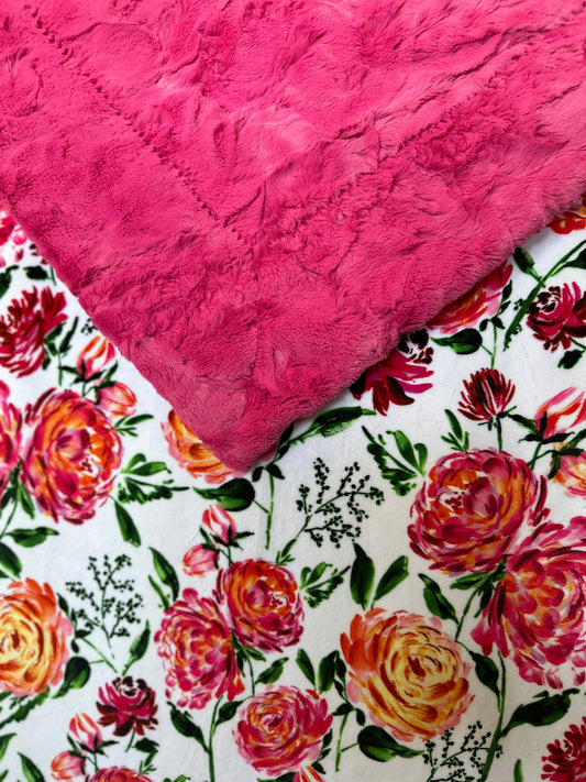 Floral Shop Bloom on Carnation Hide Large Adult Blanket - Floral Design - 53x80