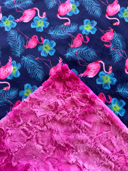 Flamingos on Magenta Galaxy Large Throw - Warm and Comfortable - 54x66