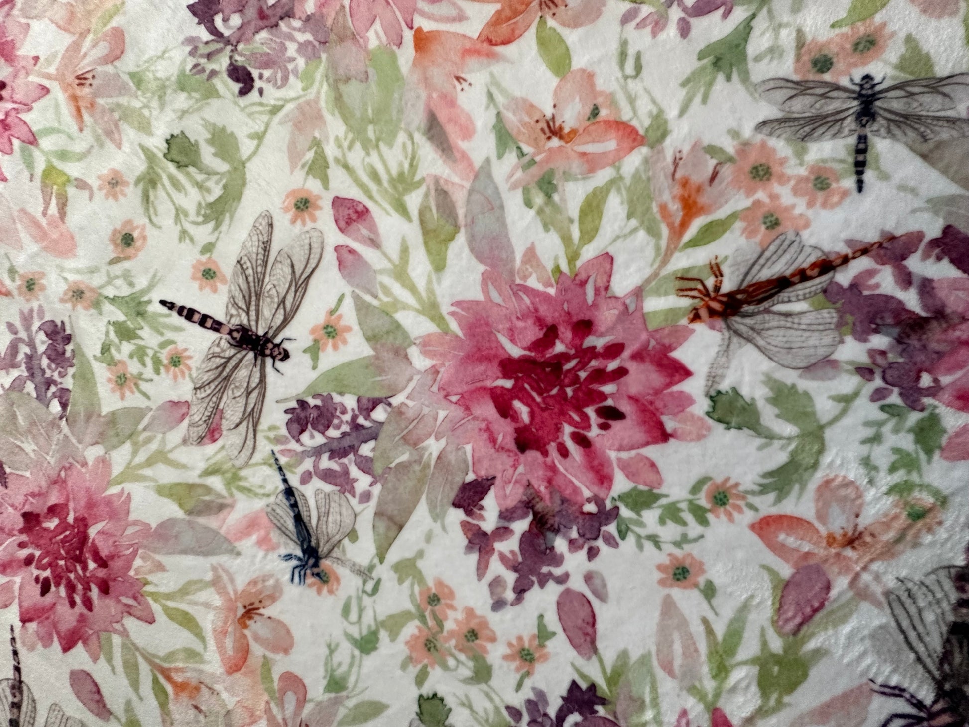 Dragonfly on Alex Elderberry Large Throw - Whimsical Nature - 55x67