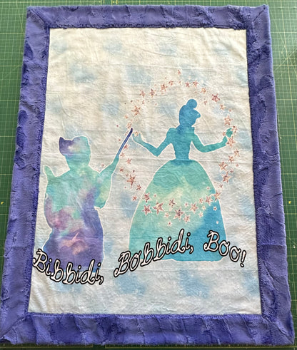Bibbidi Bobbibidi Boo! Cinderella on Peri Purple Hide Baby Blanket - Enchanting Baby Essential - 33x43