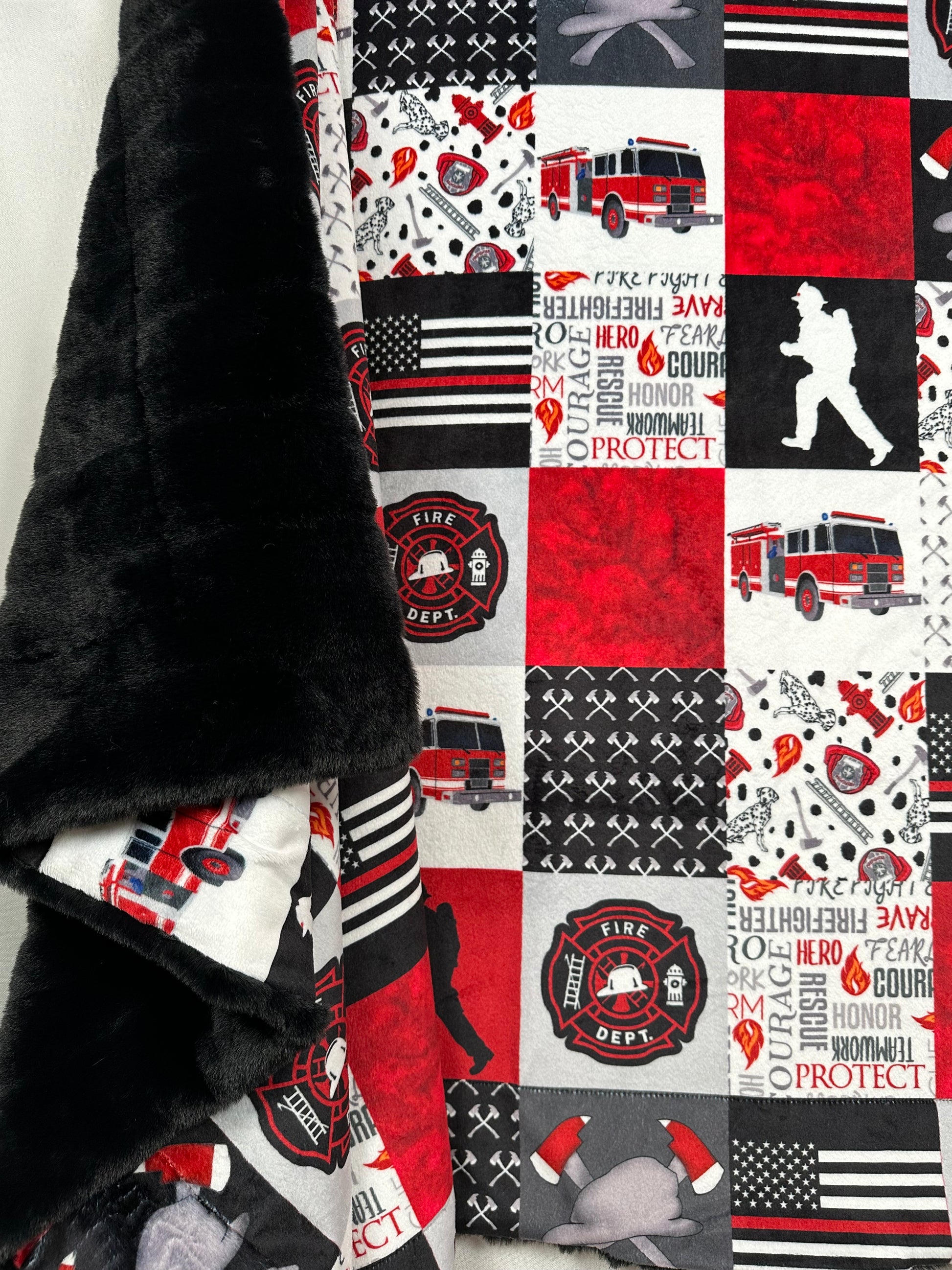 Firefighter on Black Sidney Throw Blanket - Soft and Cozy Texture - 45x60