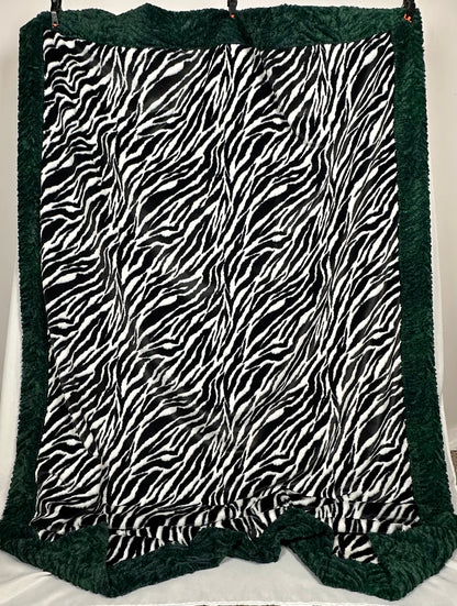 Cuddle Baby Zebra on Heather Zebra Dewberry Double Minky Adult Large Blanket - Durable and Cozy - 54x75