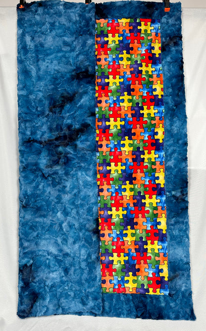 Puzzle on Luxe Galaxy Toddler Blanket 45x55