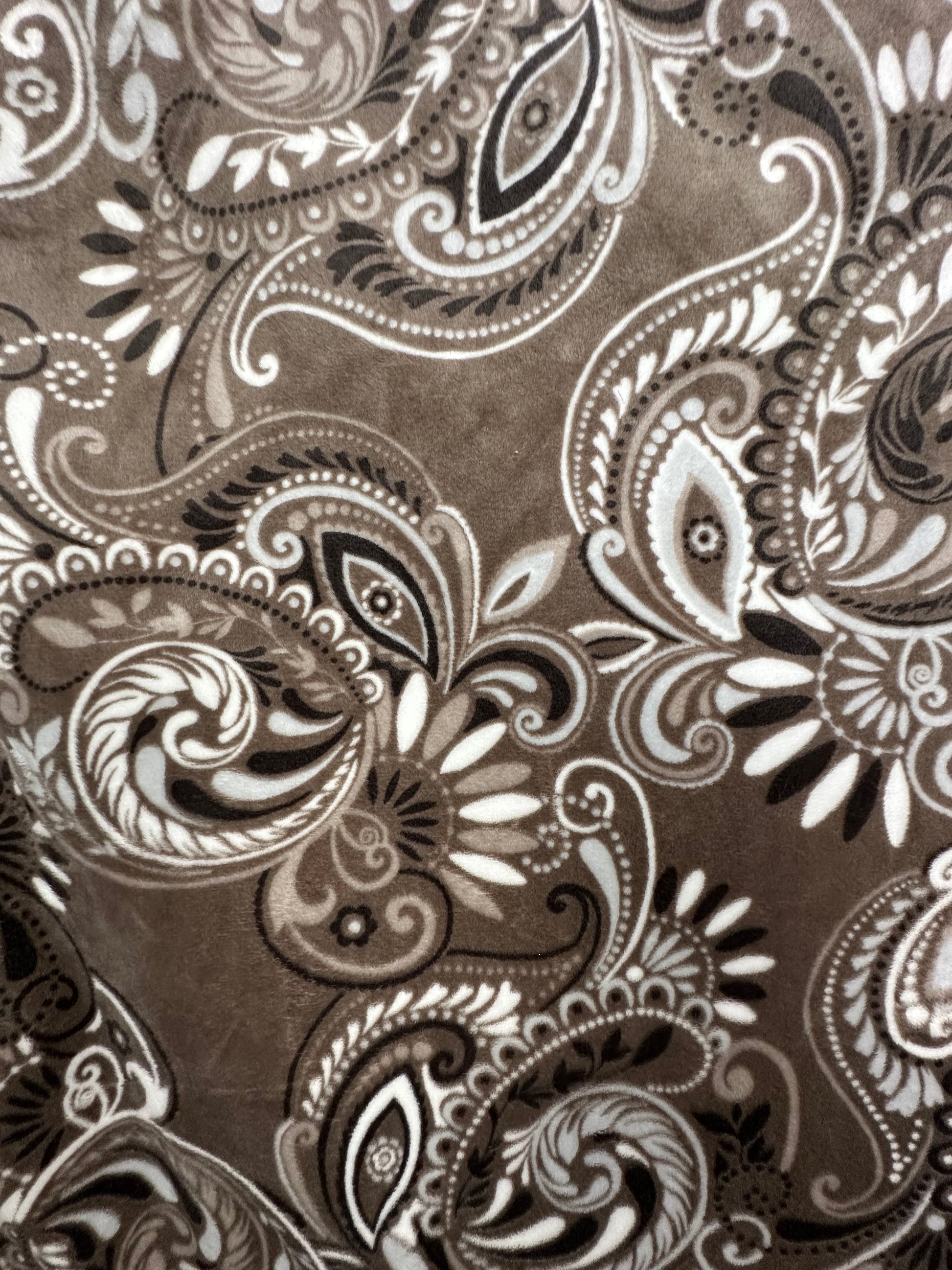 Paisley Taupe on Light Taupe Florence Adult Blanket - Minky Softness and Warmth - 53x75