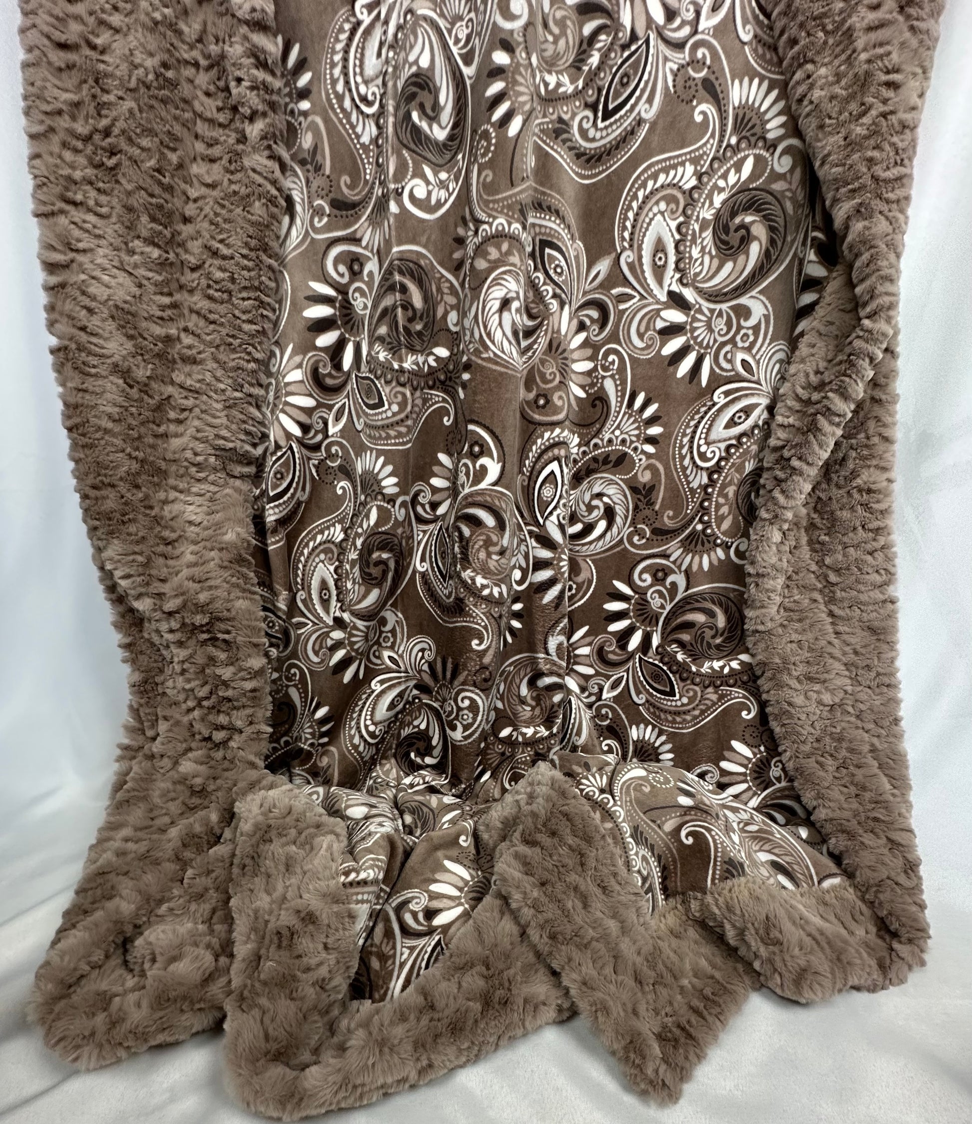 Paisley Taupe on Light Taupe Florence Adult Blanket - High-Quality Craftsmanship - 53x75