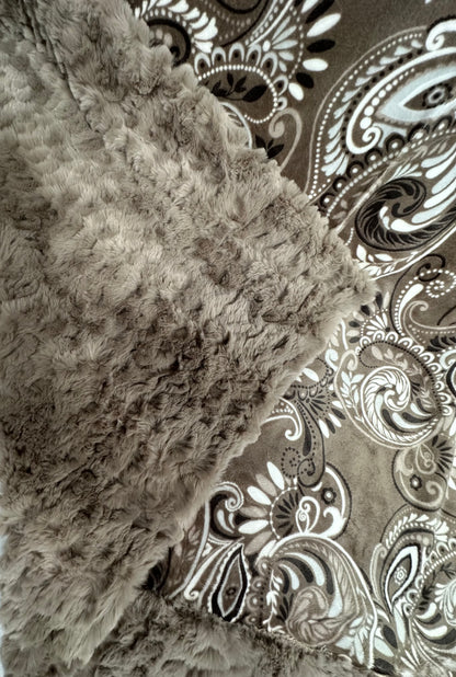 Paisley Taupe on Light Taupe Florence Adult Blanket - Perfect for Relaxation - 53x75