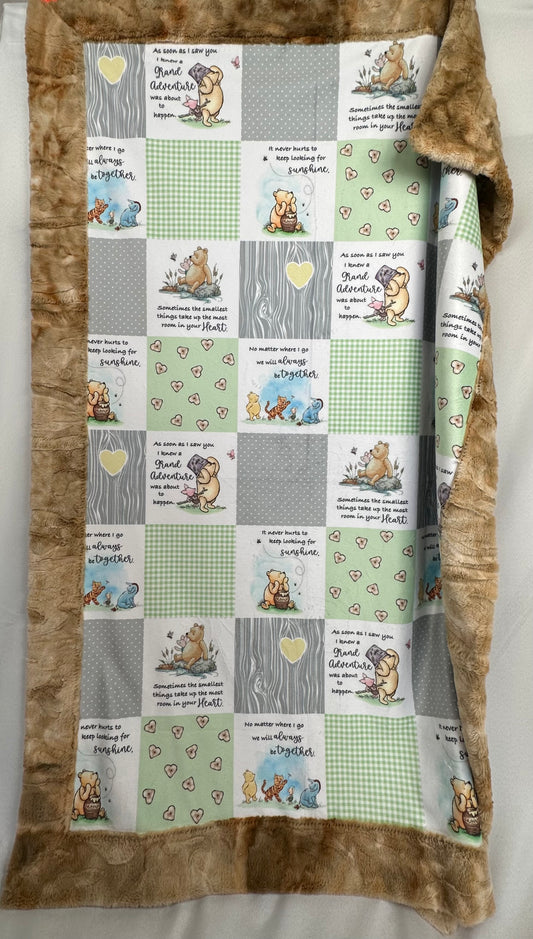 Winnie the Pooh on Beige Tye-Dye Luxe Toddler Blanket - Whimsical Print Detailing - 39x56