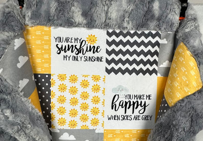 You are my Sunshine on Wild Rabbit Chrome Baby Blanket 30x42 with Pillowcase 12x20