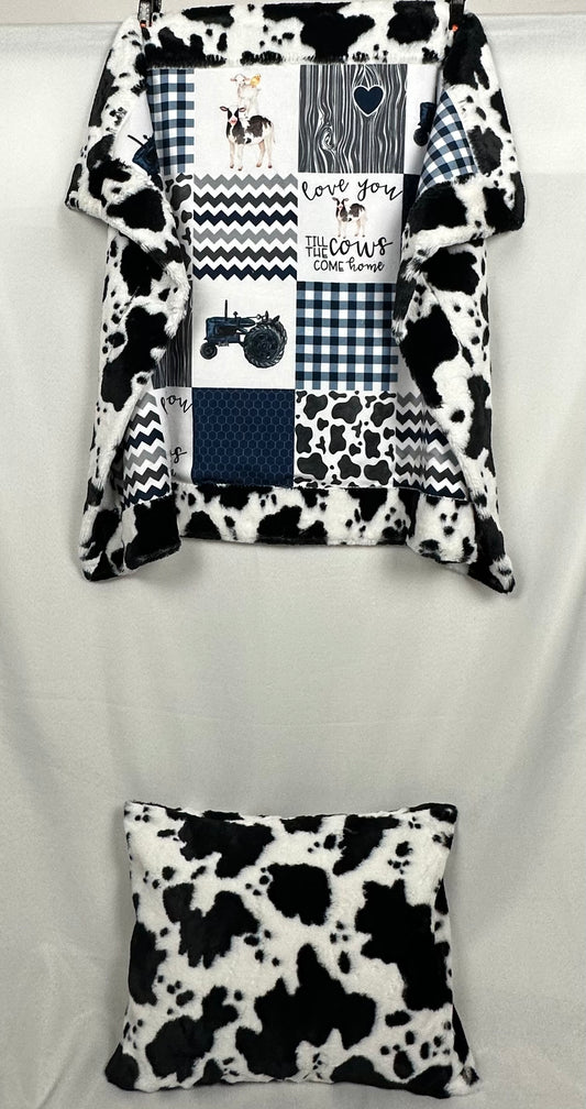 Love You Till The Cows Come Home Luxe Cuddle Blanket - Adorable Cow Design - 30x42