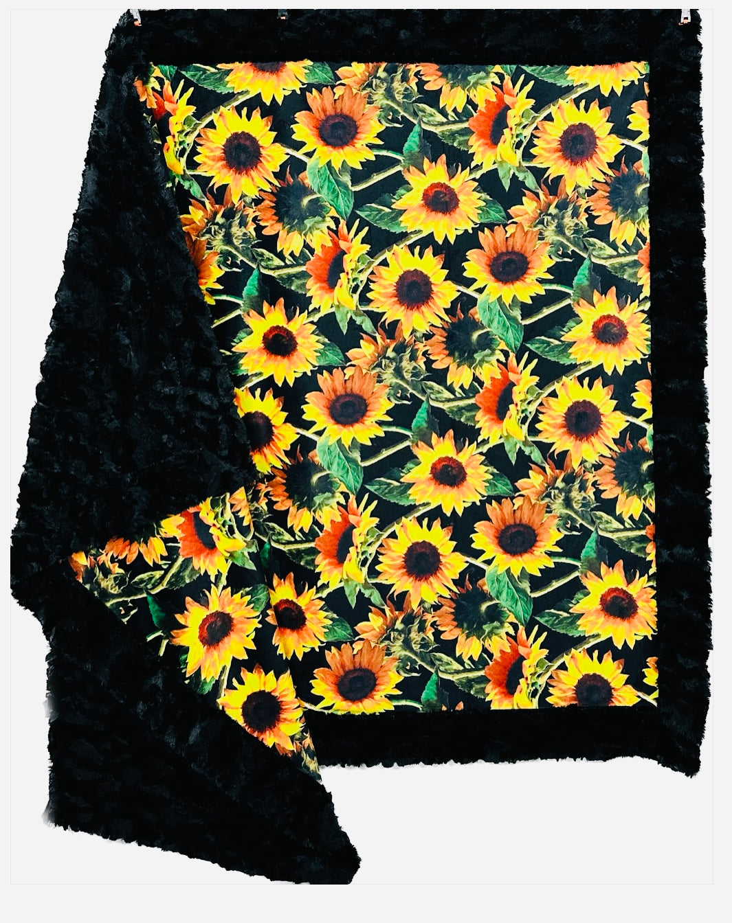 Sunflowers on Black Tuscany Large Blanket 55x77