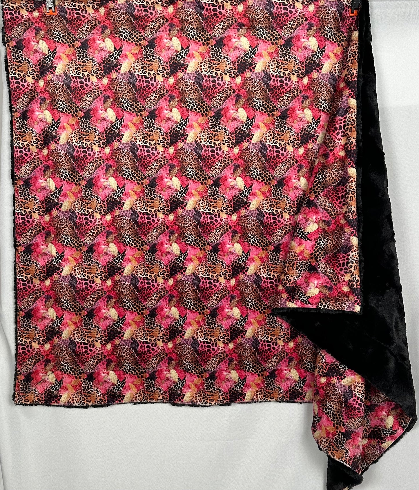 Leopard Pink and Gold on Black Mirage Luxe 36x60 Throw/Travel Blanket