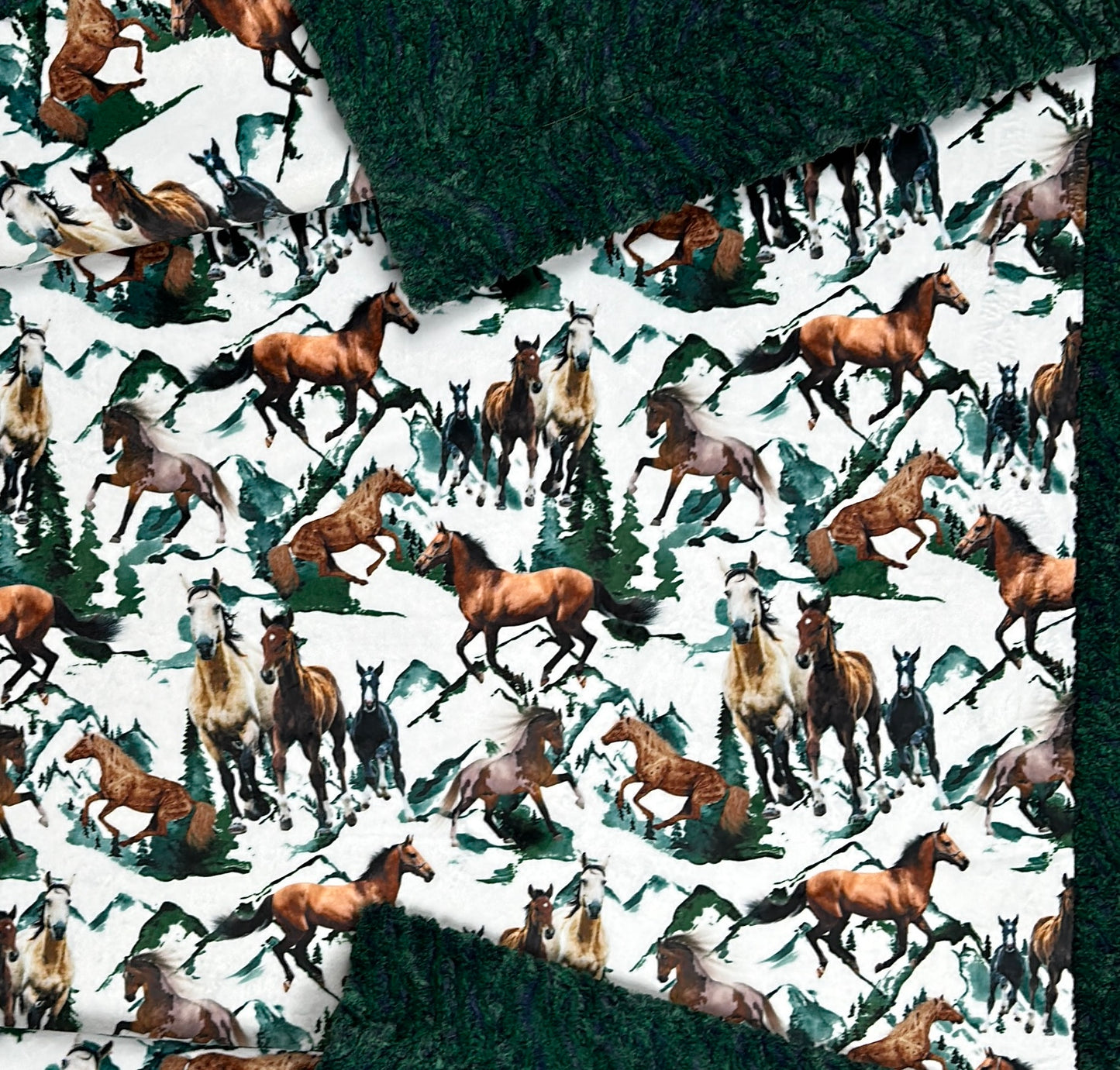 Wild Horses on Everglade Heather Zebra 54x77 Large Blanket