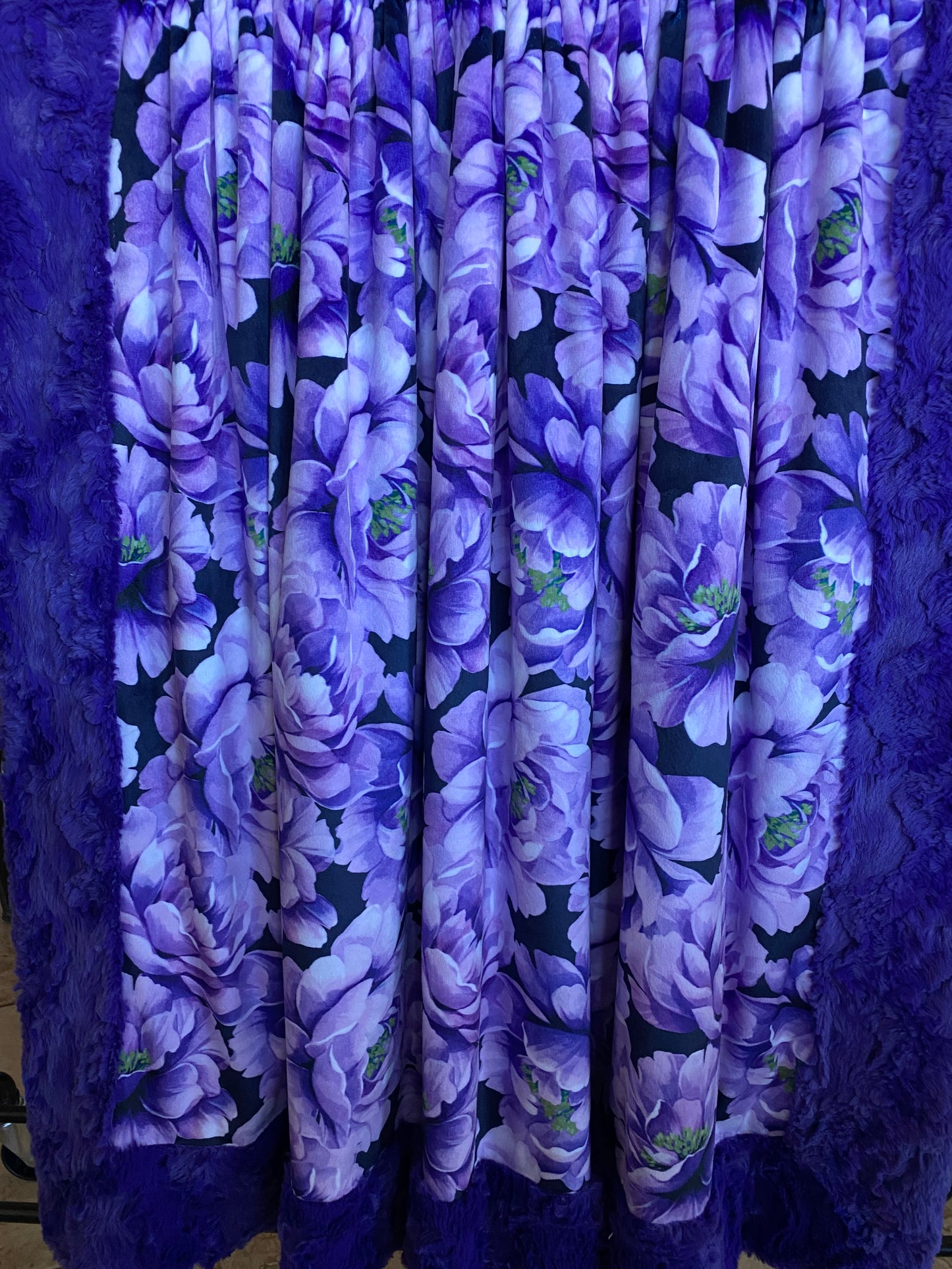 Petal Floral on Viola Glacier Large Throw Minky Blanket 53x66