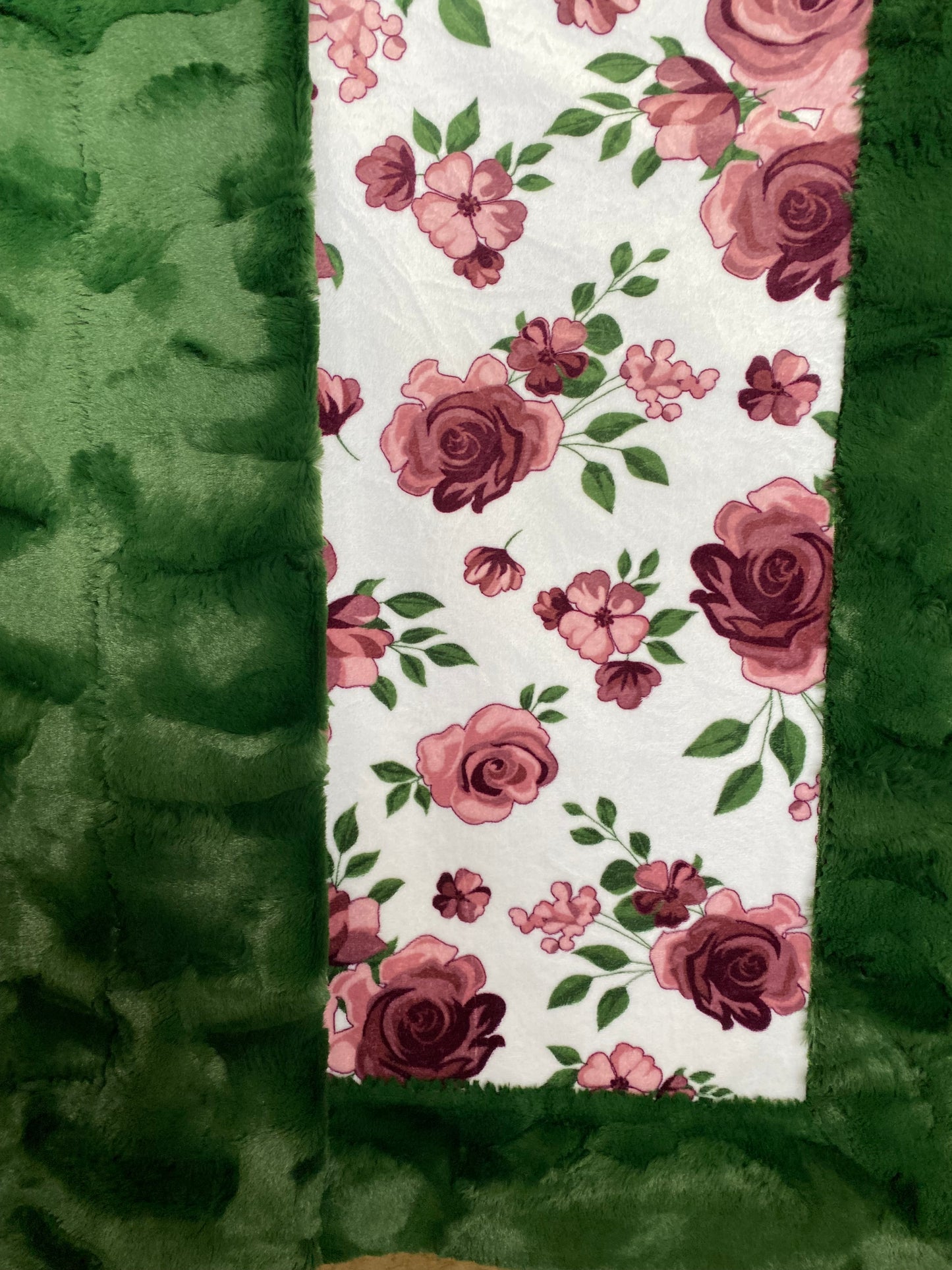 Rose Bouquet Plumwine on Evergreen Luxe Hide Minky Blanket - Large Throw 54x67