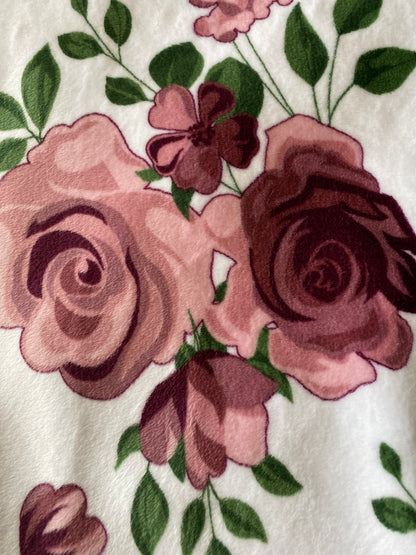 Rose Bouquet Plumwine on Evergreen Luxe Hide Minky Blanket - Large Throw 54x67