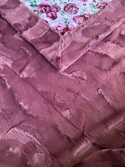 Rose Merlot on Luxe Cuddle Merlot Minky Blanket Throw - 53x63