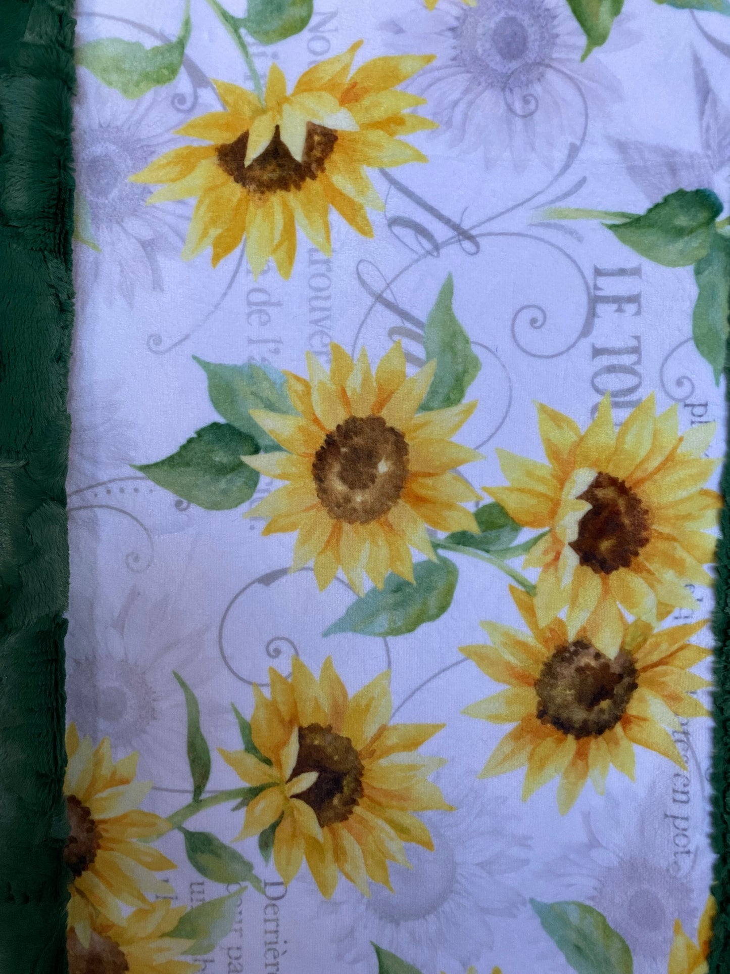 French Flowers Sunflowers on Evergreen Hide Throw Minky Blanket - Stylish and Cozy - 54x63