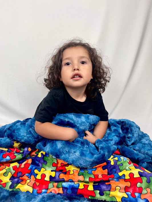Puzzle on Luxe Galaxy Toddler Blanket 45x55