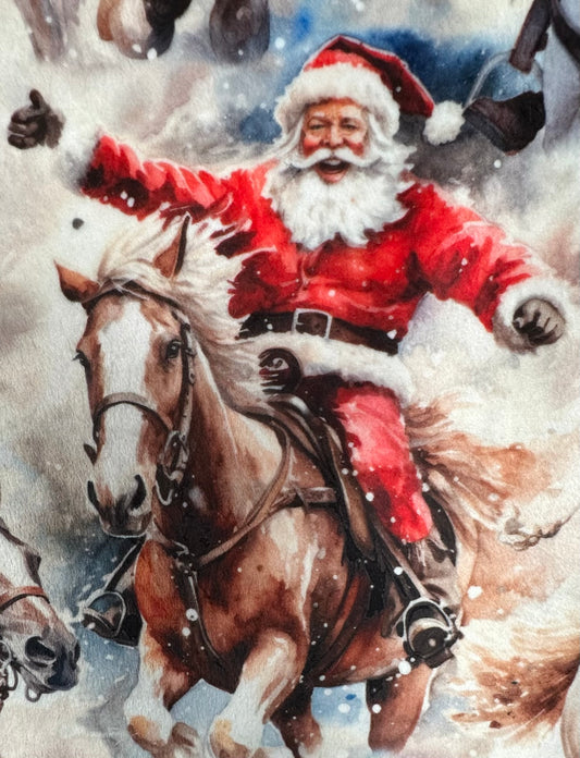 Cowboy Santa on Snowy Owl 42x60 Toddler/Child Blanket