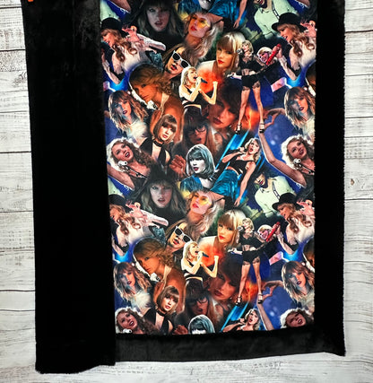 Taylor Swift on Black Luxe Seal 55x79 Large Blanket