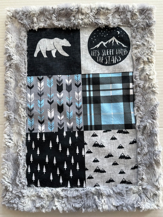 Let's Sleep Under the Stars on Silver Luxe 16x21 Lovey Blanket