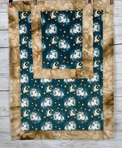 Sleepy Unicorn on Tie-Dye Luxe Baby Blanket 34x45  & Lovey 20x25 Set