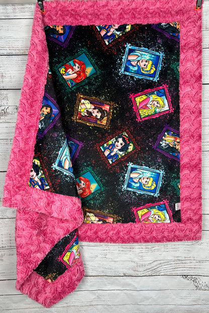 Glitter Princess on Paloma Magenta Toddler Blanket 42x61 Spoonflower Quality