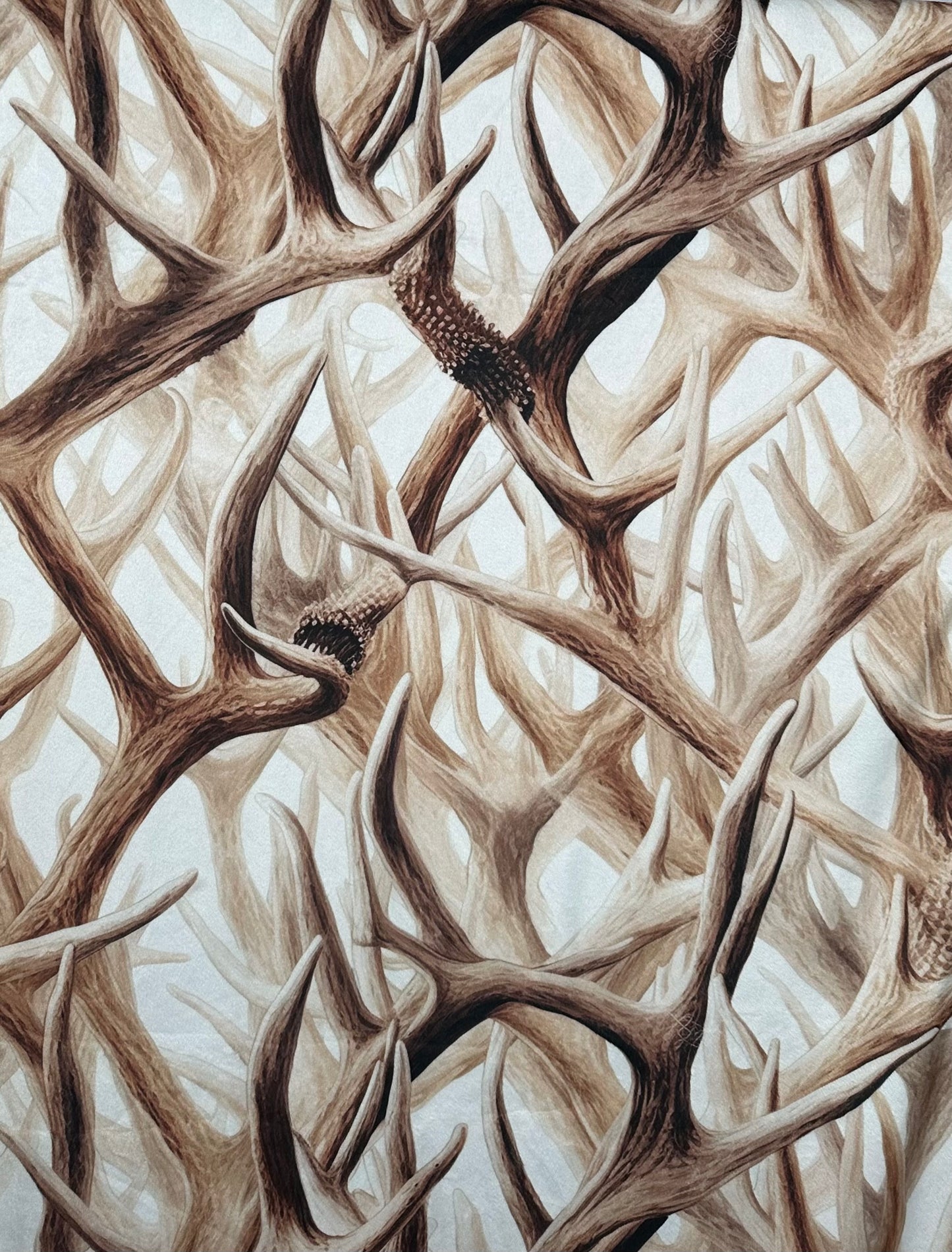 Antlers on Brown Tie-Dye Luxe Large Minky Blanket 55x79