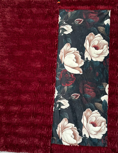 Gothic Rose on Merlot Luxe Large 55x79 Minky Blanket Spoonflower Quality