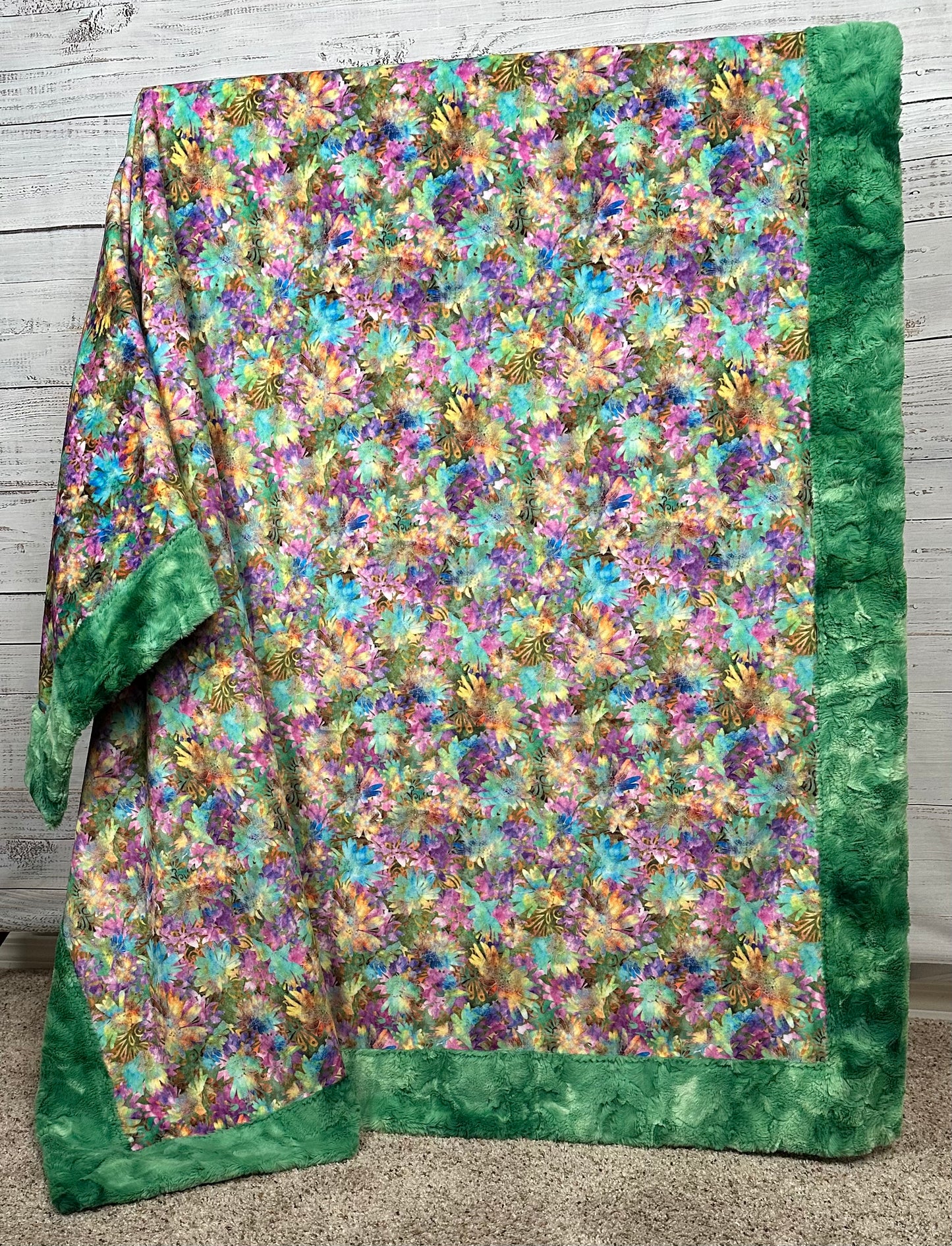 Packed Floral on Kelly Green Galaxy Adult Blanket - 55x74