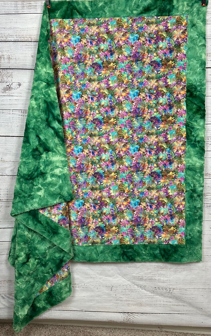 Packed Floral on Kelly Green Galaxy Adult Blanket - 55x74