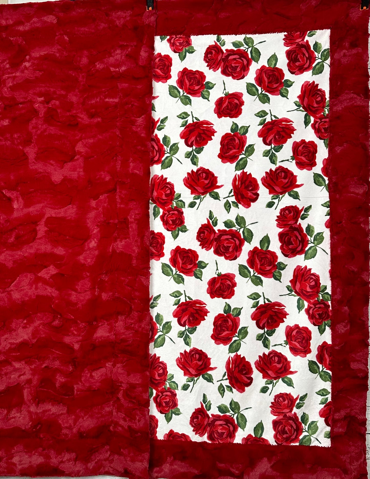 La Vie en Rose on Luxe Cardinal Red Adult Large Minky Blanket 56x77