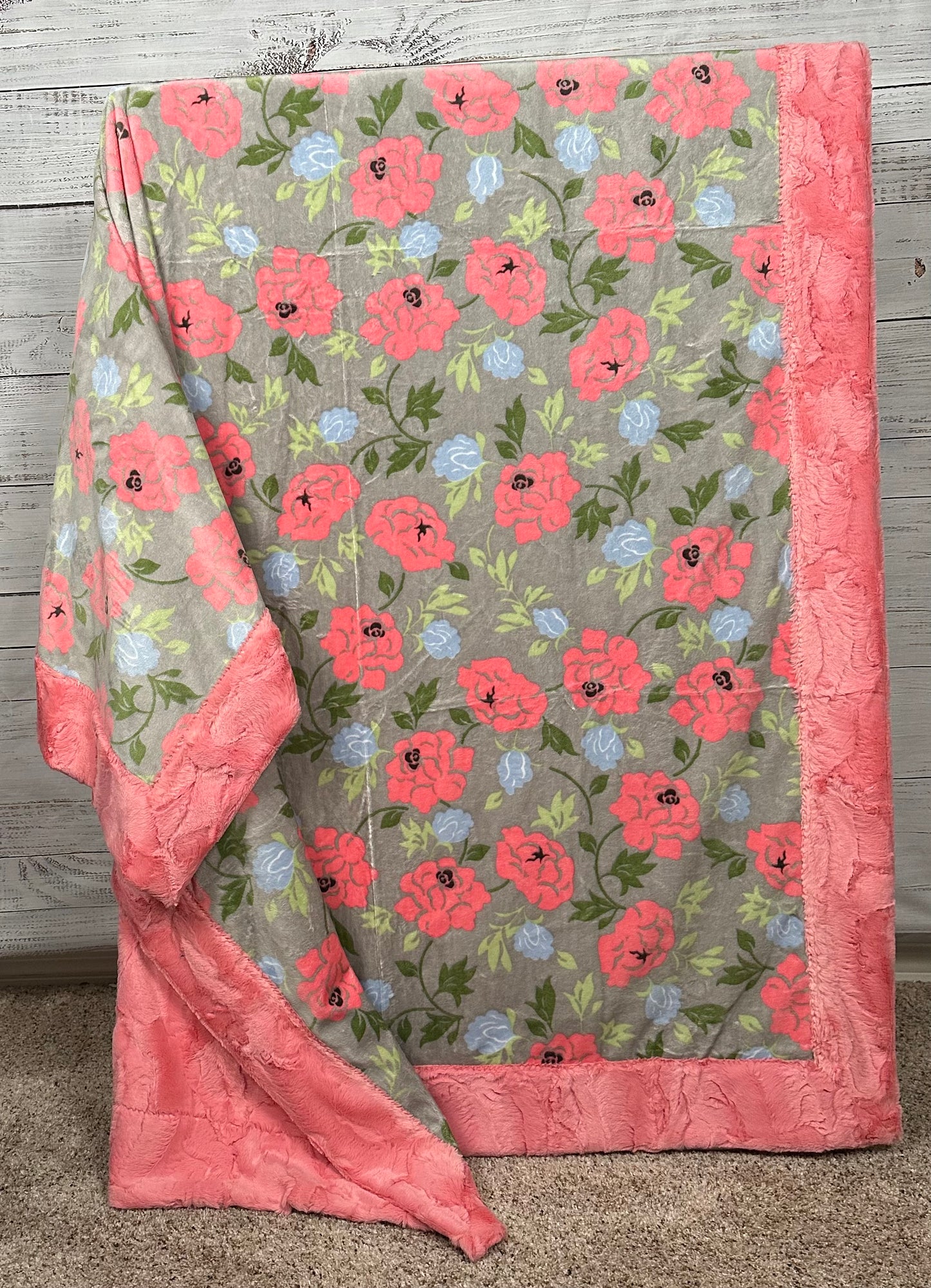 Rose Garden on Coral Hide Adult Regular Blanket 55x75