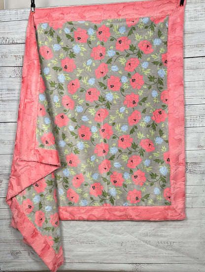 Rose Garden on Coral Hide Adult Regular Blanket 55x75