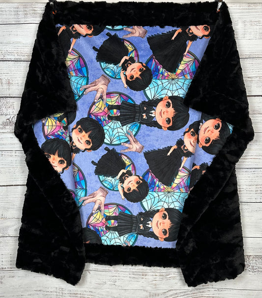 Wednesday on Black Tuscany 41x60 Child/Toddler/Baby/Travel Minky Blanket with 13x19 Pillowcase for 12x18 size pillow