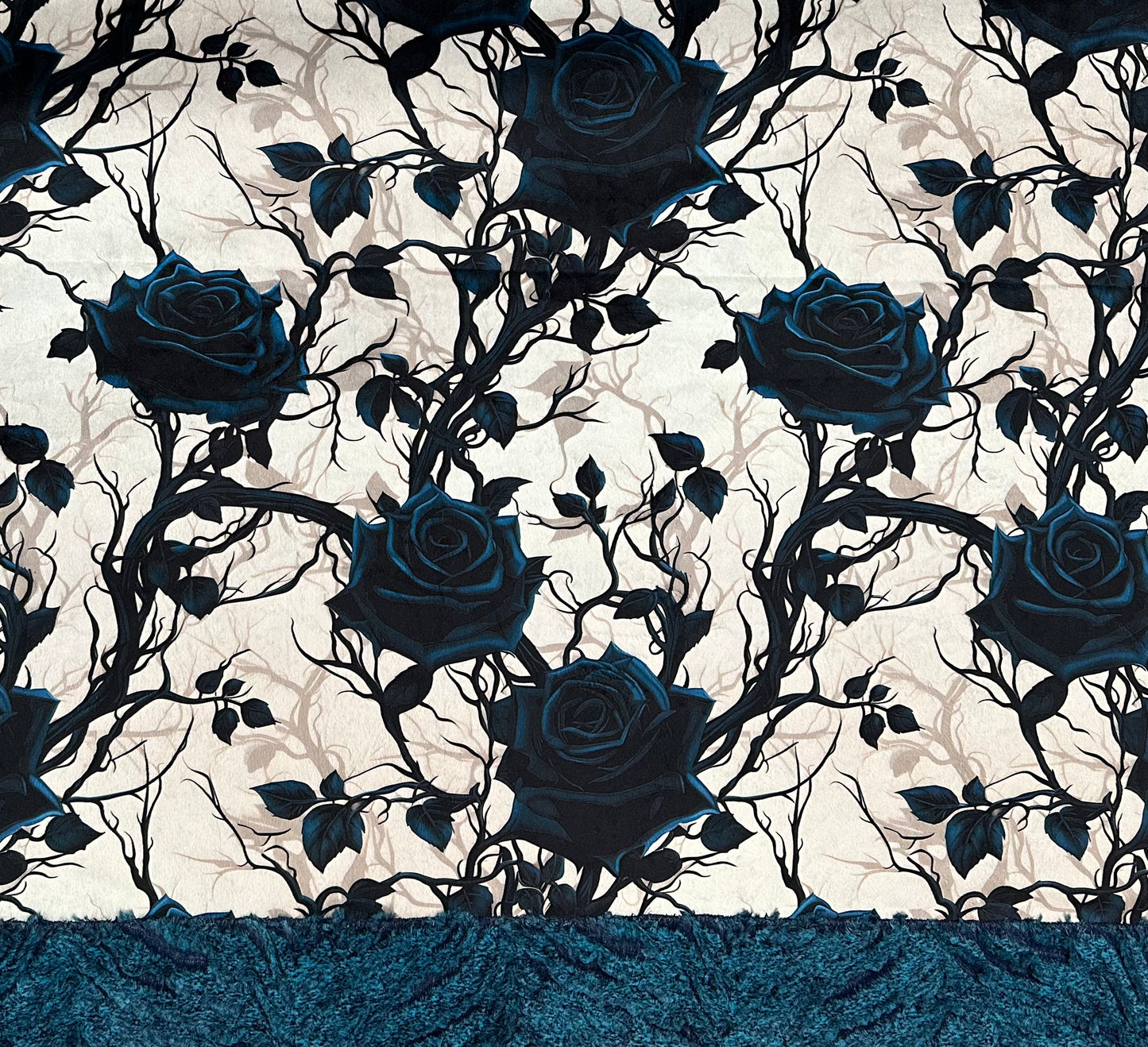 Gothic Black Roses on Heather Zebra Large 54x79 Minky Blanket