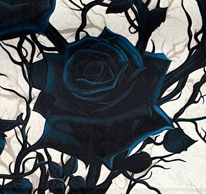 Gothic Black Roses on Heather Zebra Large 54x79 Minky Blanket