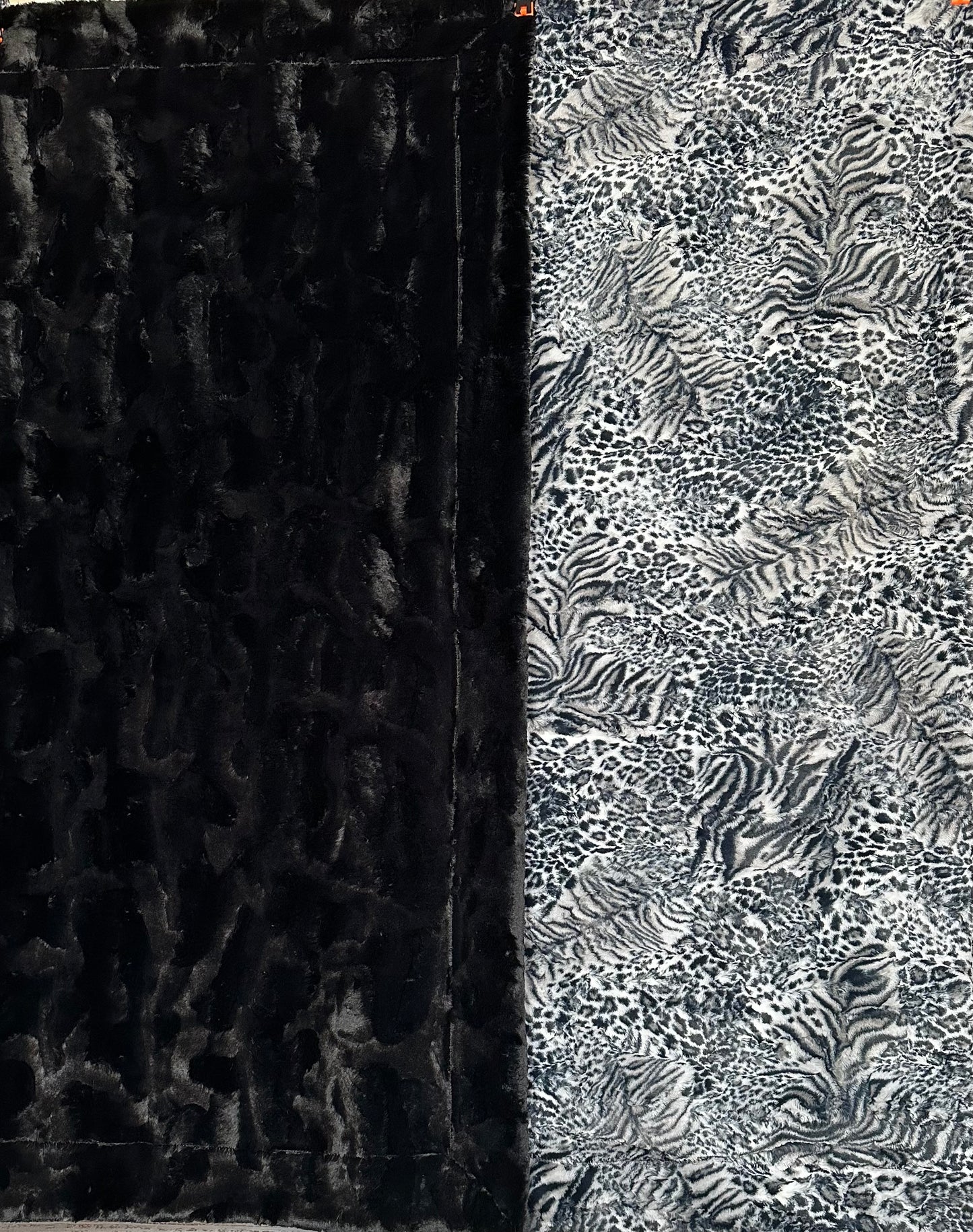 Animal Print on Black Mirage Double luxe, Extra Wide 60x81 Minky blanket