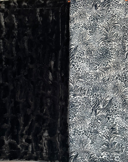 Animal Print on Black Mirage Double luxe, Extra Wide 60x81 Minky blanket