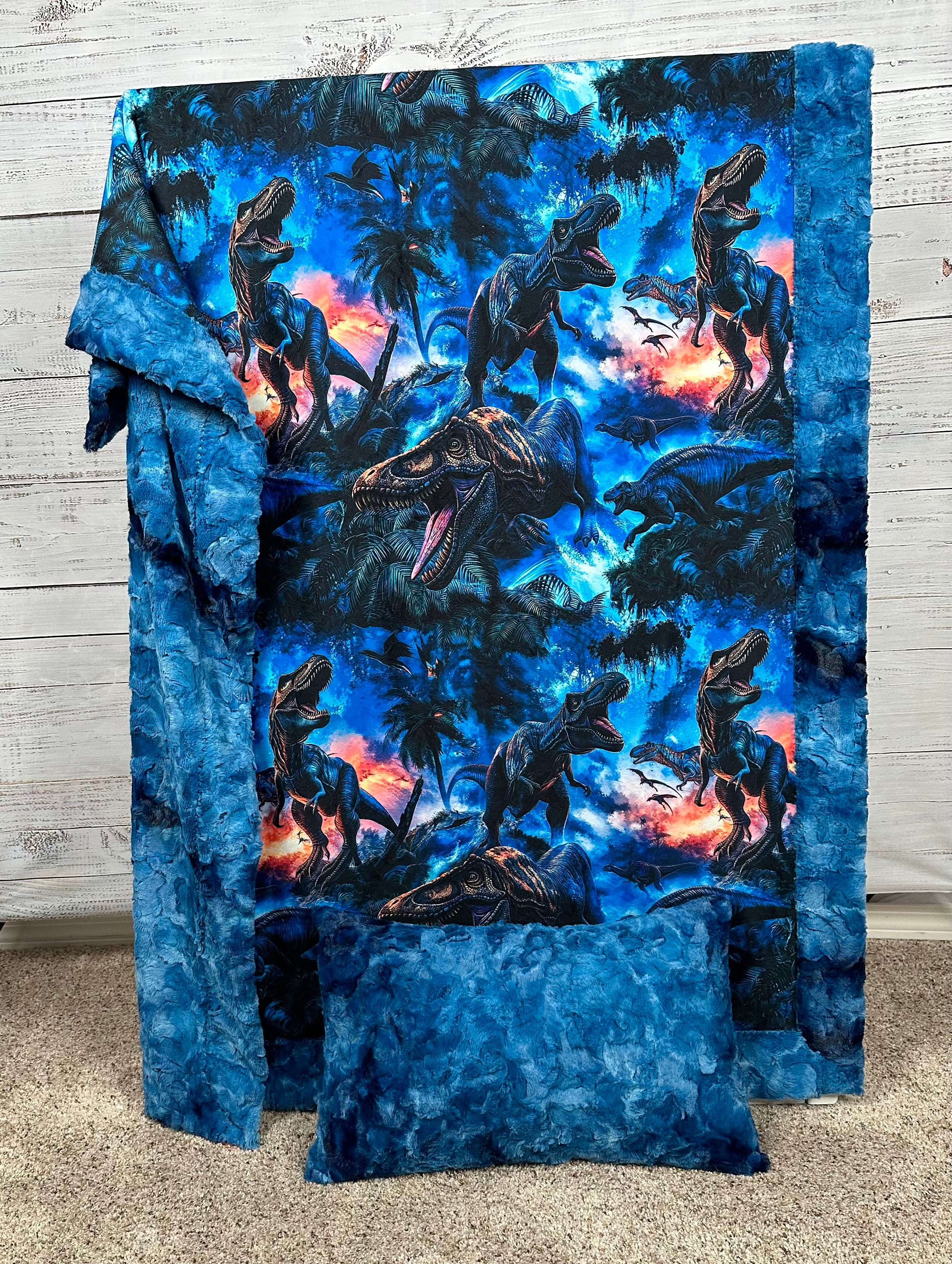 Watercolor Dinosaur Minky Blanket deals - Ready to Ship