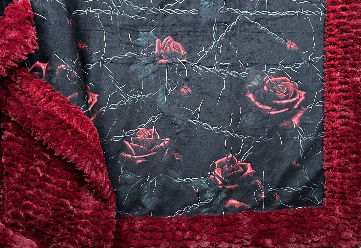 Rose and Chain on Merlot Luxe Large 56x80 Minky Blanket