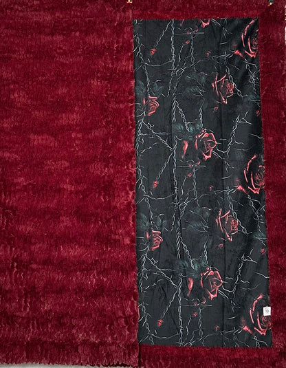 Rose and Chain on Merlot Luxe Large 56x80 Minky Blanket