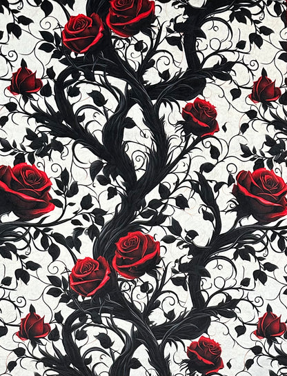 Gothic Red Roses on Cardinal Luxe Large 54x79 Minky Blanket