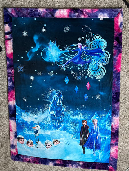 "Do You Want to Build a Snowman?" Large Minky Blanket With Colorful Backing