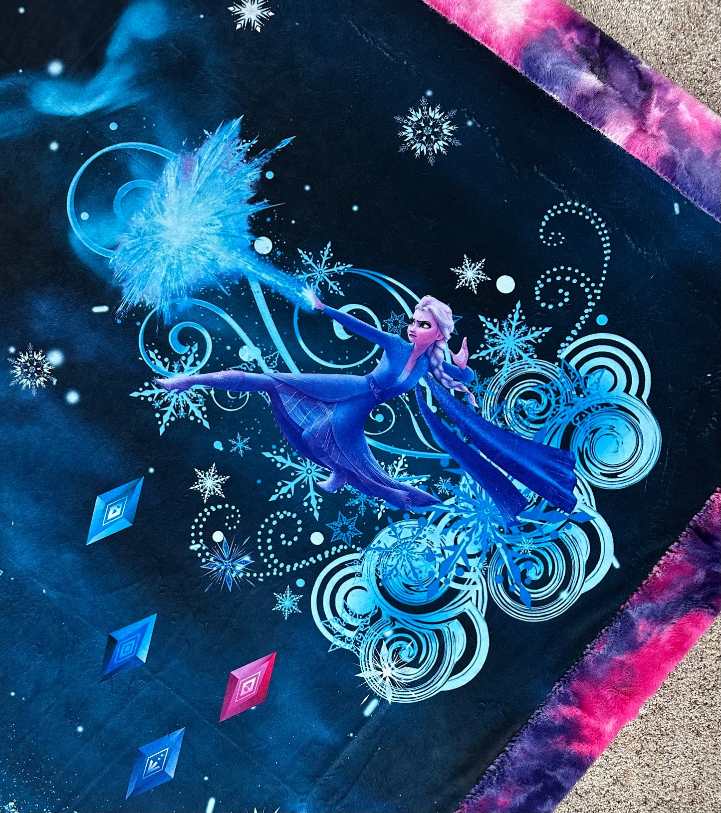 "Do You Want to Build a Snowman?" Large Minky Blanket With Colorful Backing